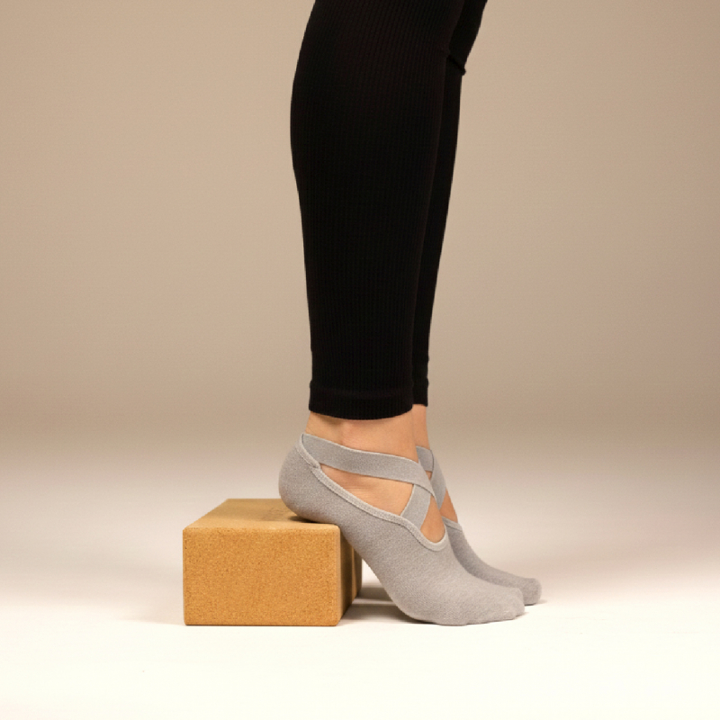 Lot de 8 paires de chaussettes de yoga élastiques - Gris