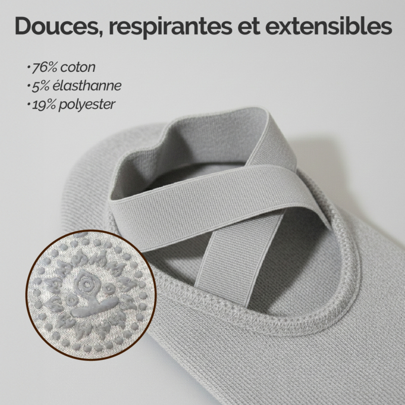 Lot de 8 paires de chaussettes de yoga élastiques - Gris