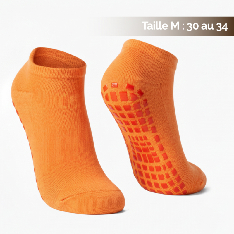 Lot de 4 paires de chaussettes antidérapantes - Enfant - M - Orange