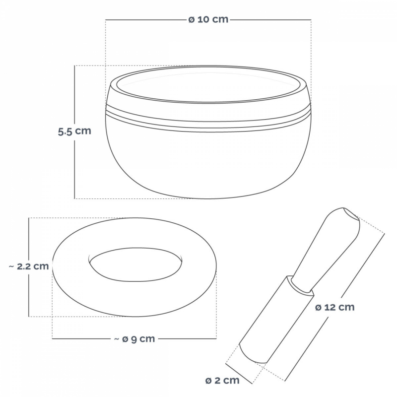 Kit de bol chantant tibétain - Diam 10 cm - Jaune