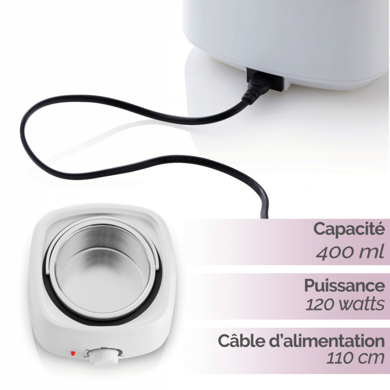 Chauffe-cire avec pot - 400 ml - Blanc