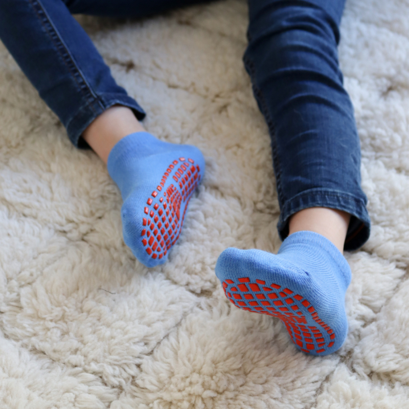 Lot de 4 paires de chaussettes antidérapantes - Enfant - S - Bleu