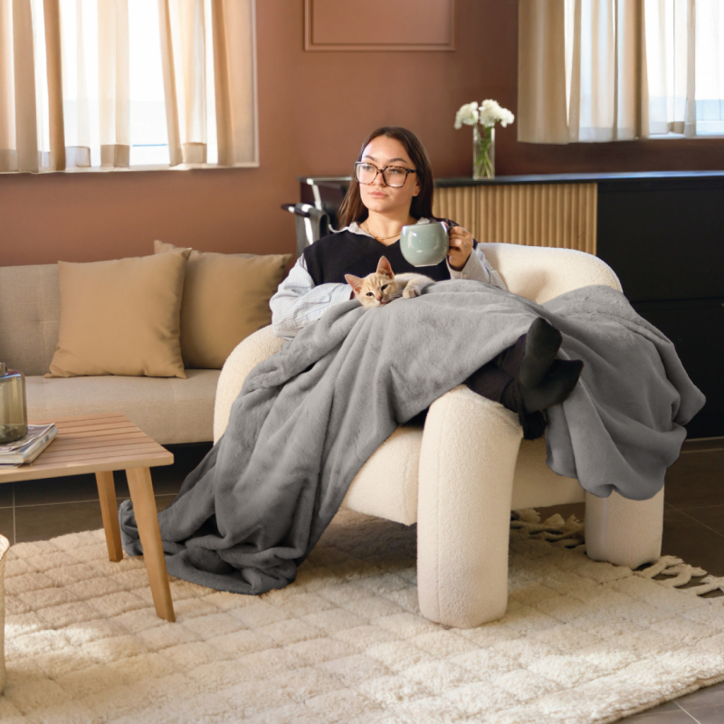Plaid cosy - 150 x 200 cm - Gris