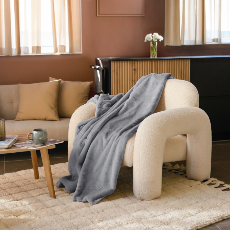 Plaid cosy - 150 x 200 cm - Gris