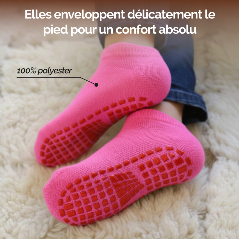 Lot de 4 paires de chaussettes antidérapantes - Enfant - S - Rose