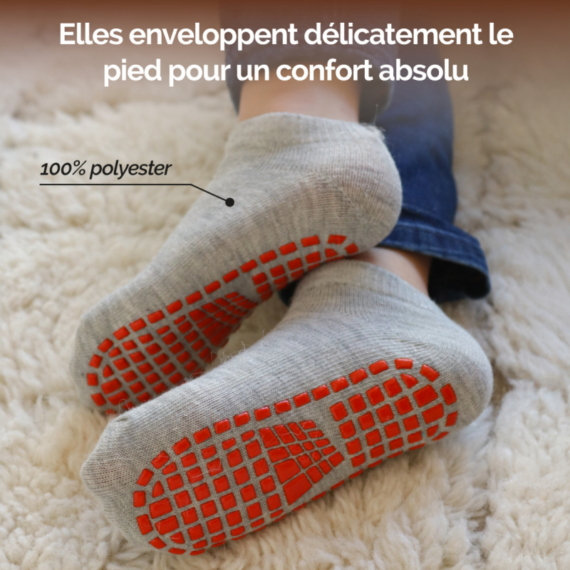 Lot de 8 paires de chaussettes antidérapantes - Enfant - S - Gris