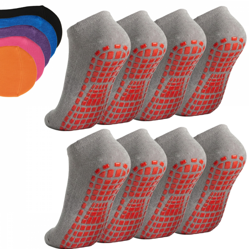 Lot de 8 paires de chaussettes antidérapantes - Enfant - S - Gris