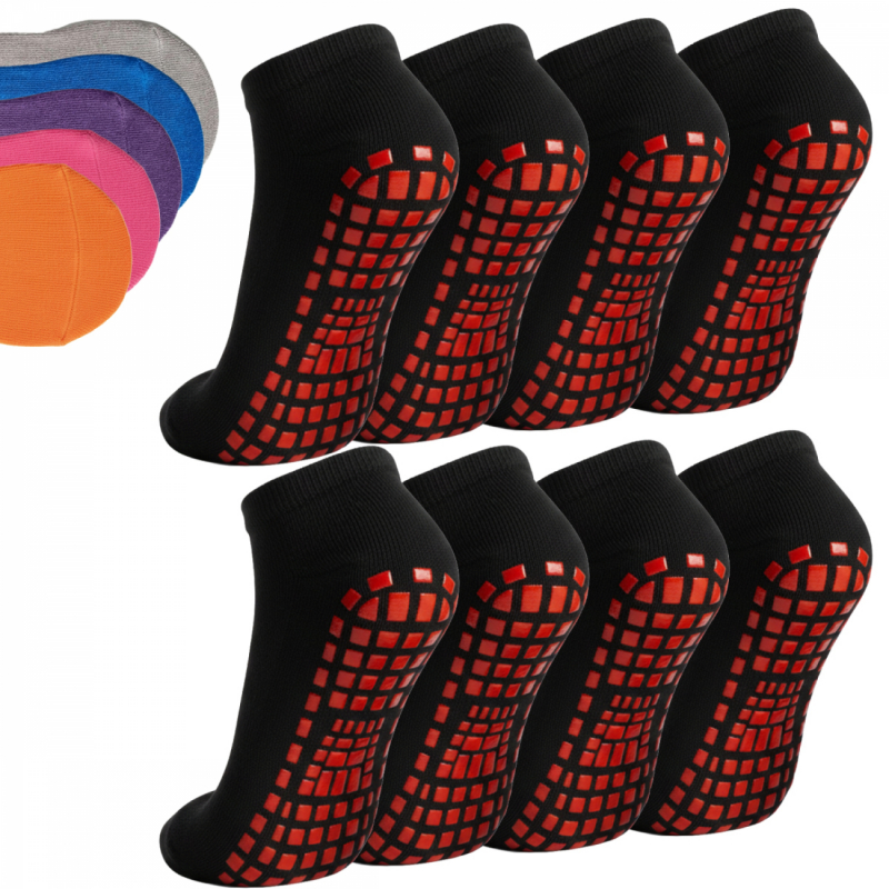 Lot de 8 paires de chaussettes antidérapantes - Enfant - M - Noir