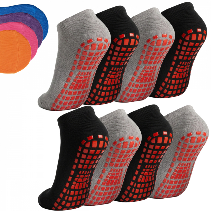 Lot de 8 paires de chaussettes antidérapantes - Enfant - S - Gris et noir