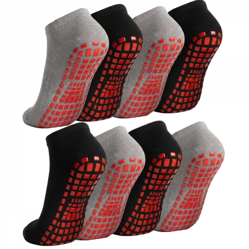 Lot de 8 paires de chaussettes antidérapantes - Enfant - S - Gris et noir