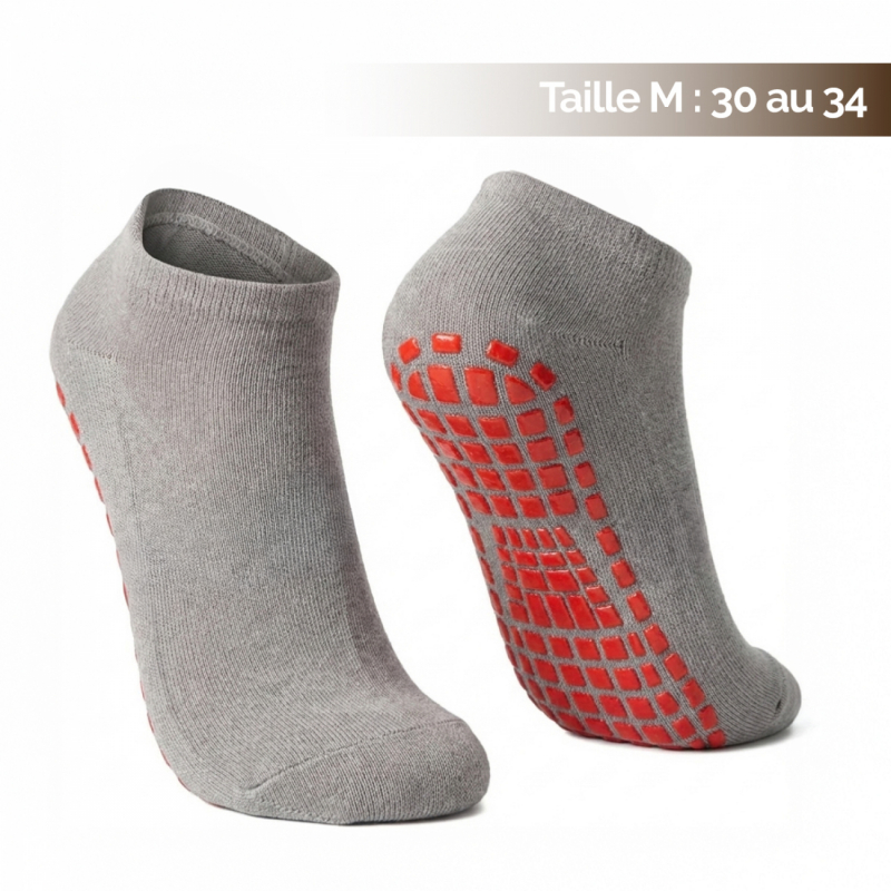 Lot de 4 paires de chaussettes antidérapantes - Enfant - M - Gris et noir