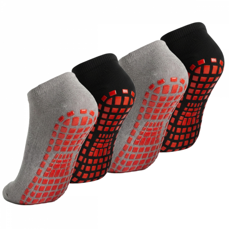 Lot de 4 paires de chaussettes antidérapantes - Enfant - M - Gris et noir
