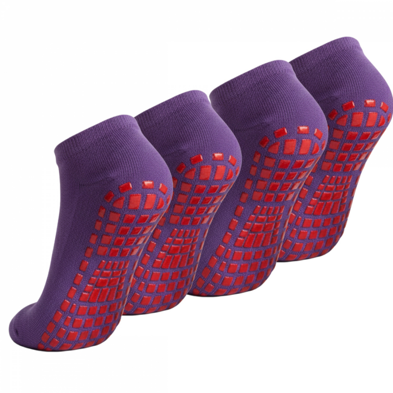 Lot de 4 paires de chaussettes antidérapantes - Enfant - M - Violet