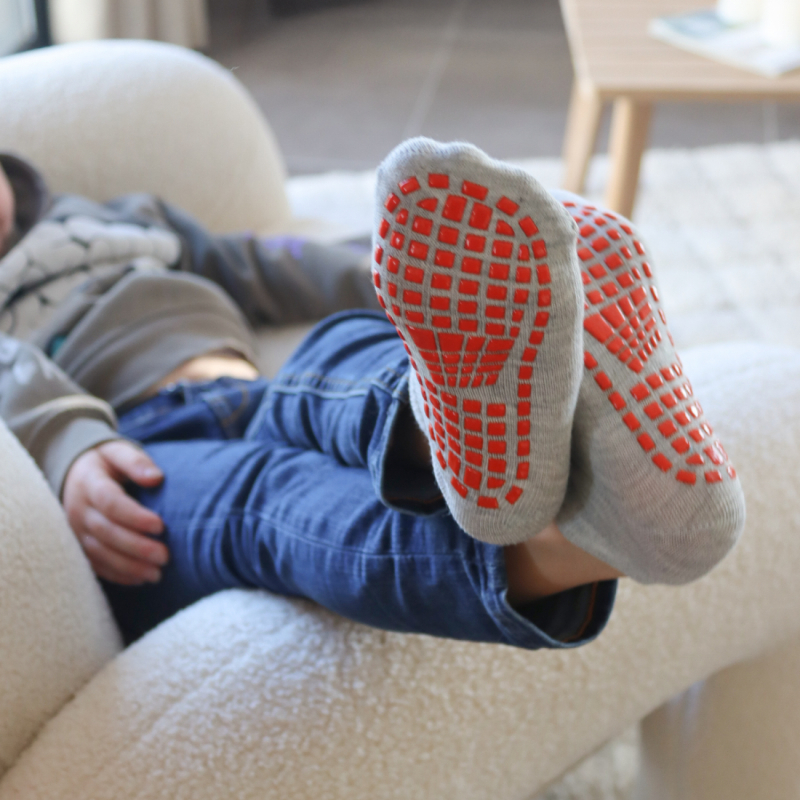 Lot de 8 paires de chaussettes antidérapantes - Enfant - M - Gris