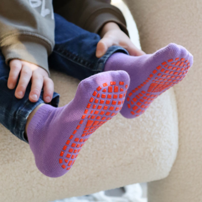 Lot de 4 paires de chaussettes antidérapantes - Enfant - S - Violet