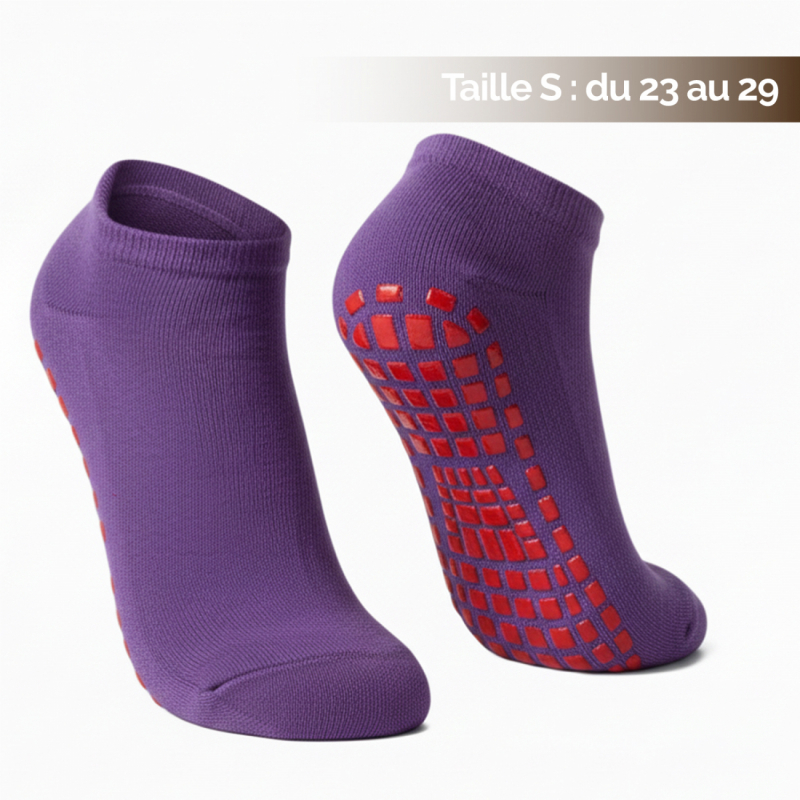 Lot de 8 paires de chaussettes antidérapantes - Enfant - S - Violet