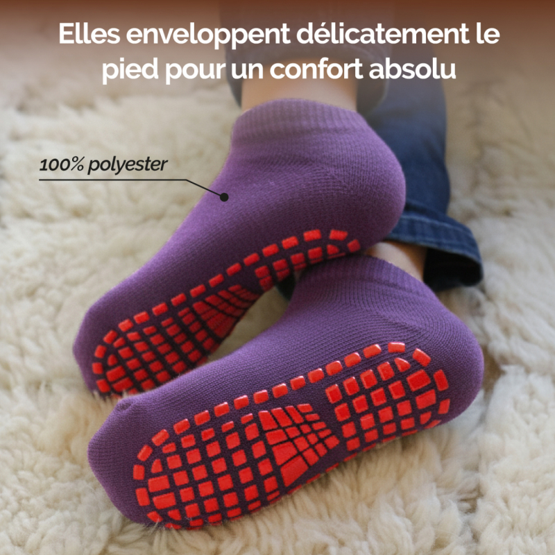 Lot de 8 paires de chaussettes antidérapantes - Enfant - S - Violet