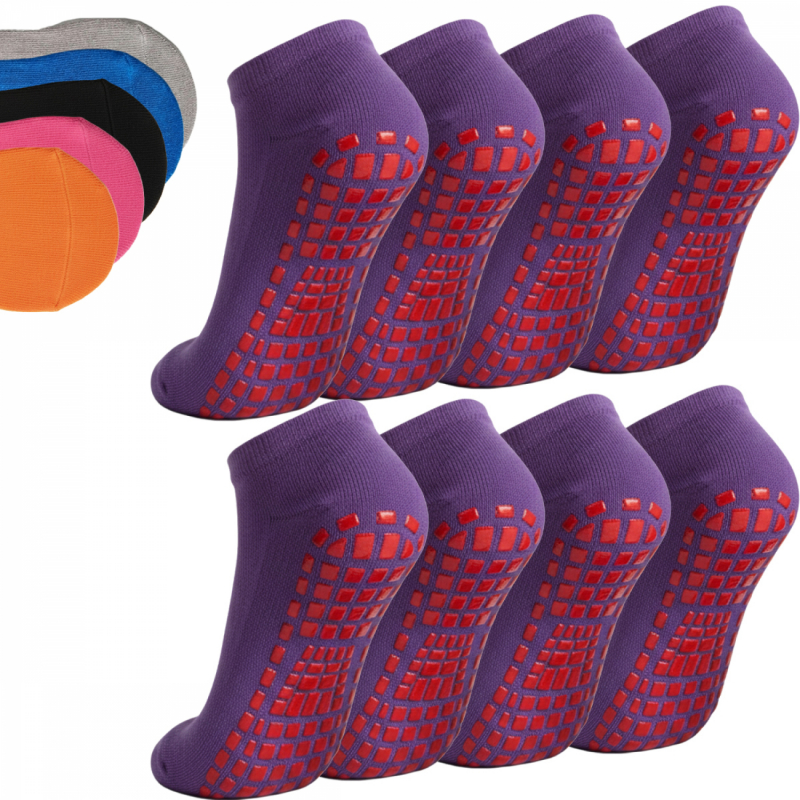 Lot de 8 paires de chaussettes antidérapantes - Enfant - S - Violet