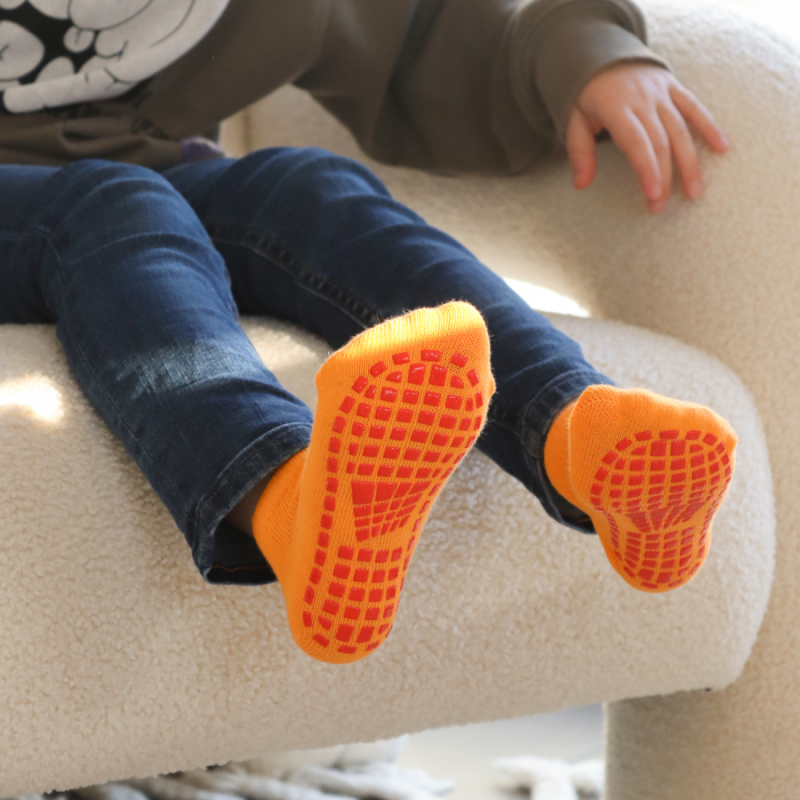 Lot de 2 paires de chaussettes antidérapantes - Enfant - S - Orange