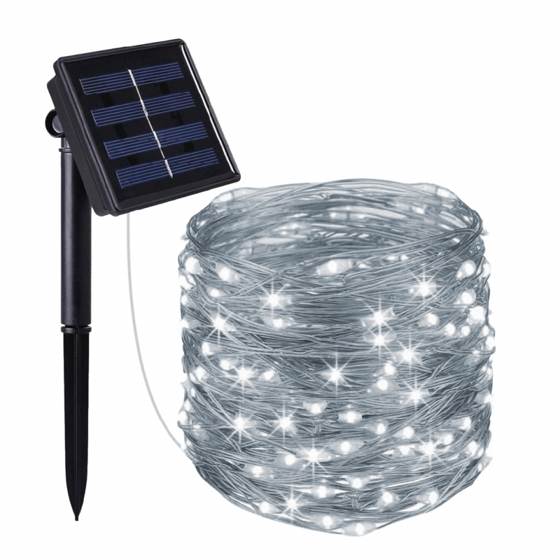 Guirlande lumineuse solaire LED - 32 m - Blanc froid