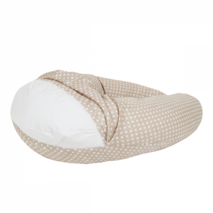 Housse pour coussin d'allaitement - 170 cm - Beige pois