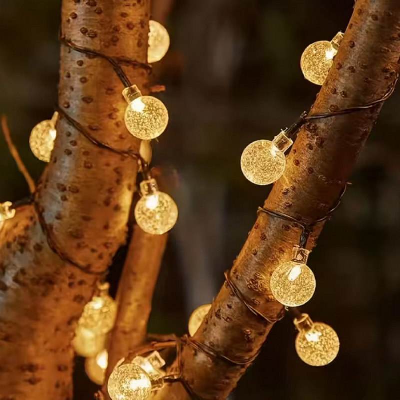 Lot de 4 guirlandes lumineuses solaires LED - Ø 2.2 cm - 12 m - Blanc chaud