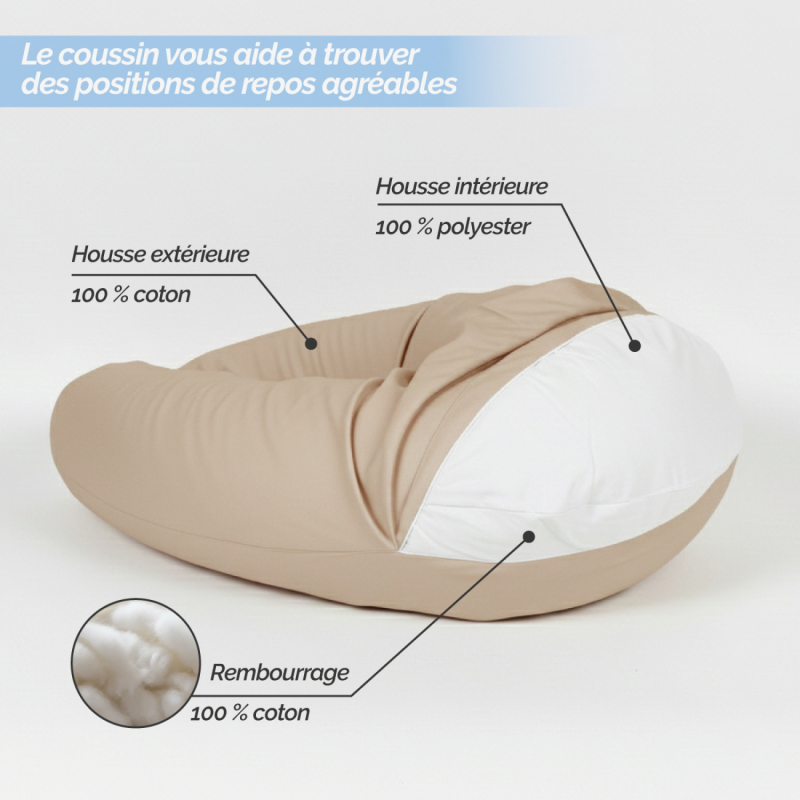 Coussin d'allaitement Douceur - 170 cm - Beige uni