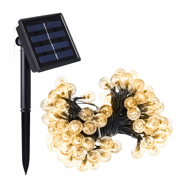 Guirlande lumineuse solaire LED - Ø 2.2 cm - 17 m - Blanc chaud