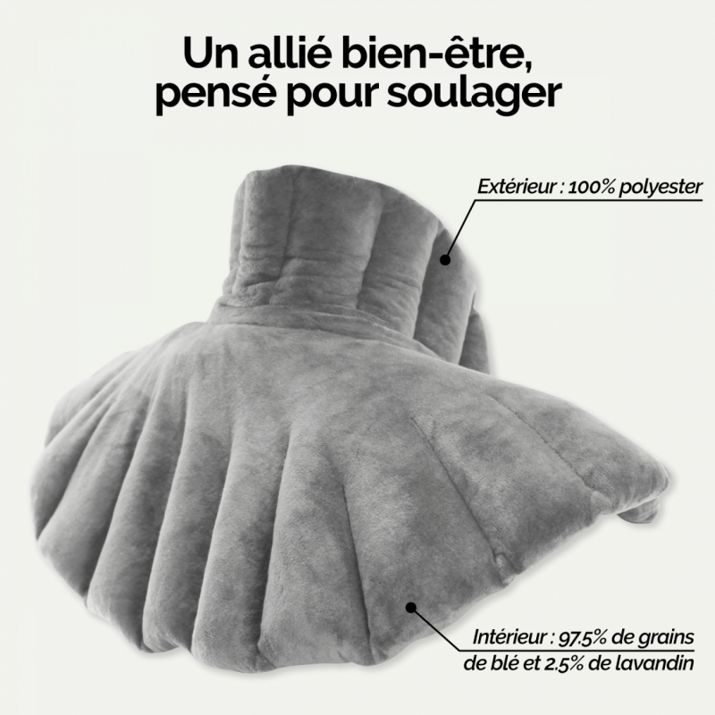 Coussin chauffant pour épaules et cou - Gris clair