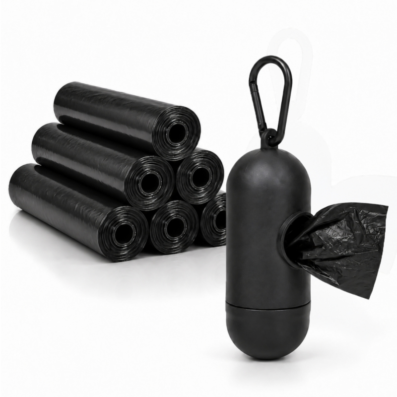 Lot de 300 sacs de déjection canine et distributeur - Noir