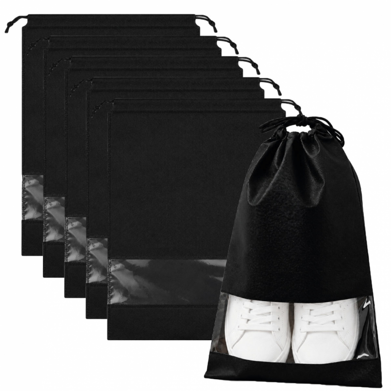 Lot de 5 sacs de rangement pour chaussures - 27 x 36 cm - Noir