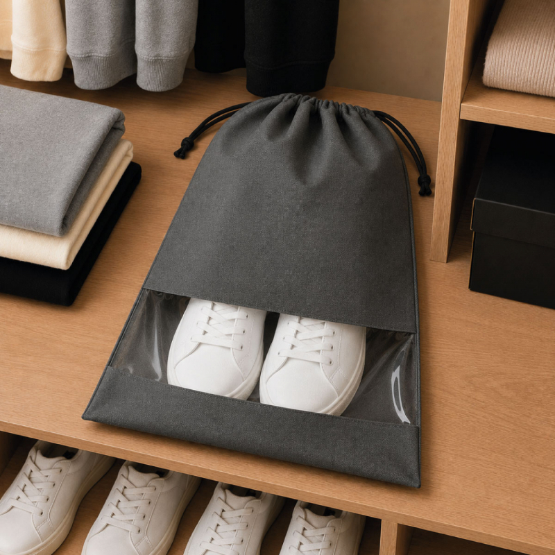 Lot de 5 sacs de rangement pour chaussures - 32 x 44 cm - Gris