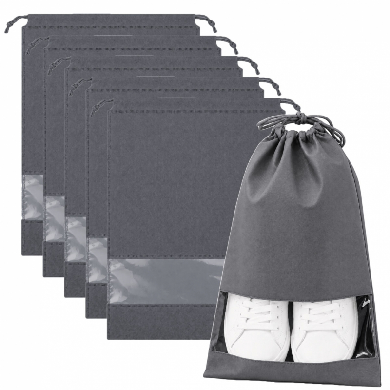Lot de 5 sacs de rangement pour chaussures - 32 x 44 cm - Gris