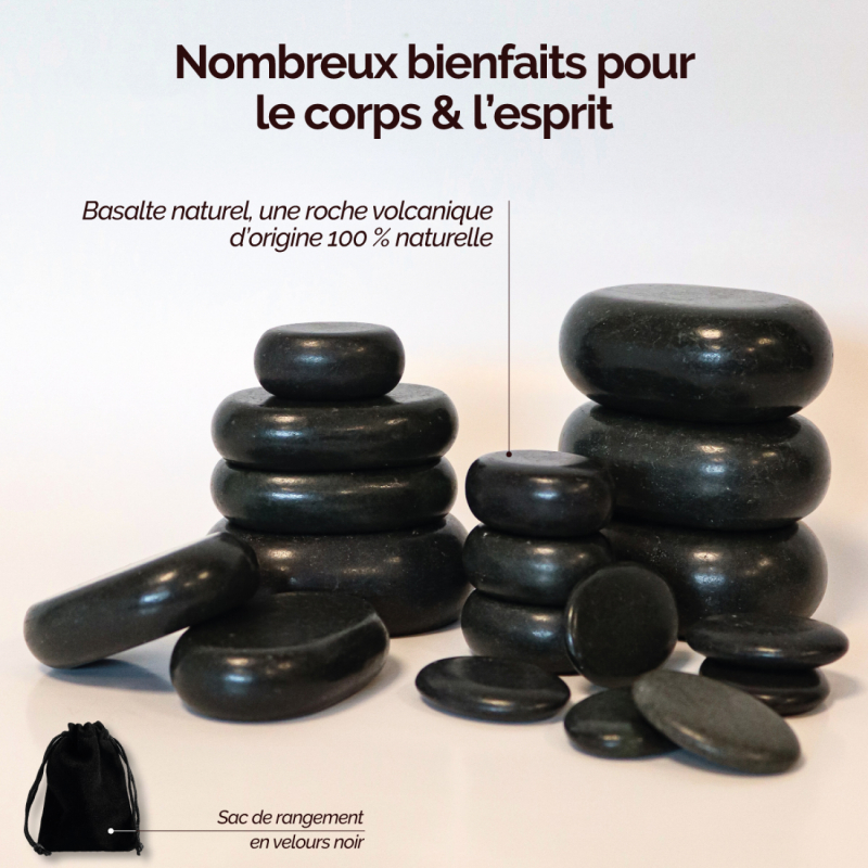 Lot de 20 pierres chaudes - Pierres Zen