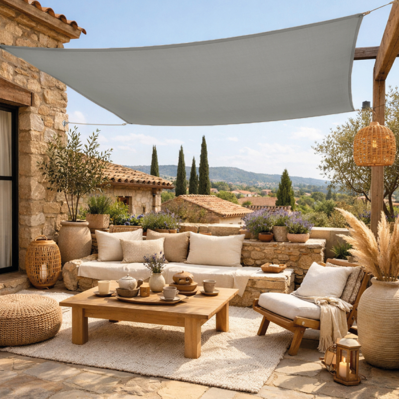 Voile d'ombrage carré - 2 x 2 m - Gris