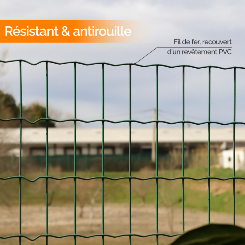 Grillage soudé plastifié - 20 m x 1,8 m - Vert