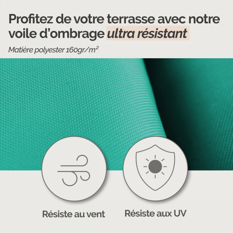 Voile d'ombrage rectangulaire - 3 x 5 m - Turquoise