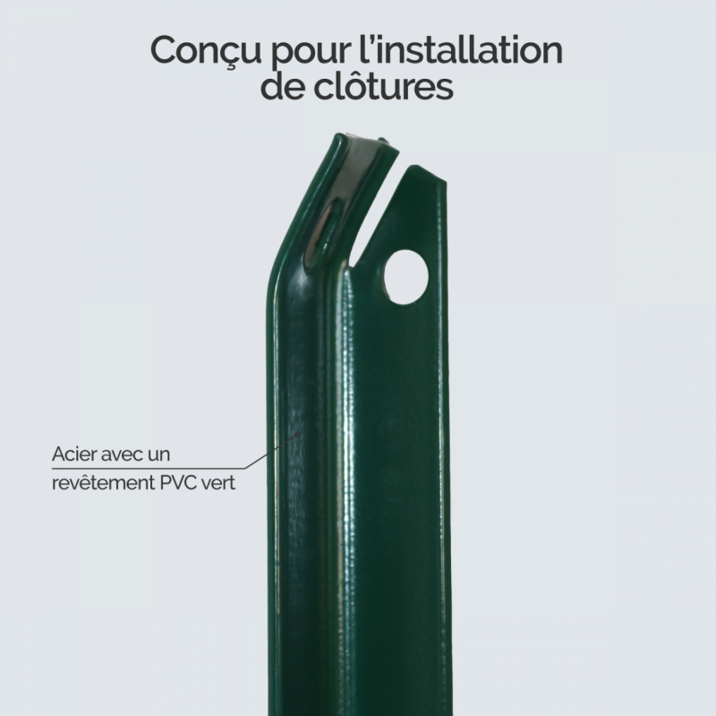 Lot de 2 piquets jambe de force pour grillage - 2 m - Vert