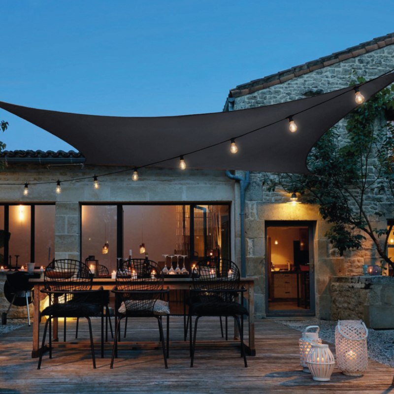 Voile d'ombrage carré - 3 x 3 m - Gris foncé