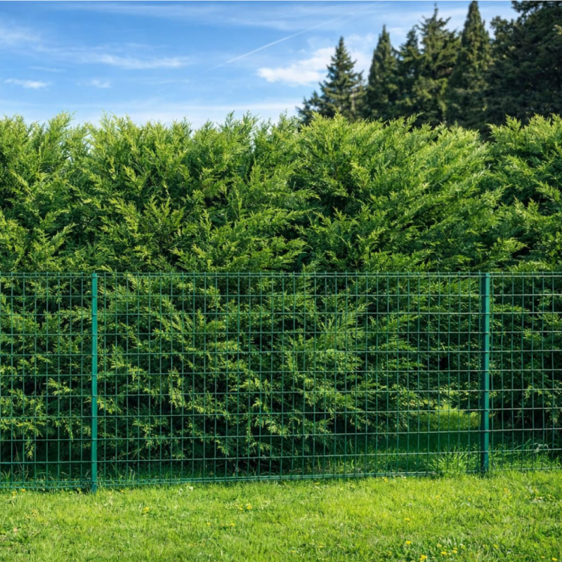 Lot de 2 piquets de fixation en T pour grillage - 2,25 m - Vert