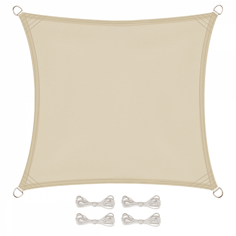 Voile d'ombrage carré - 3 x 3 m - Beige
