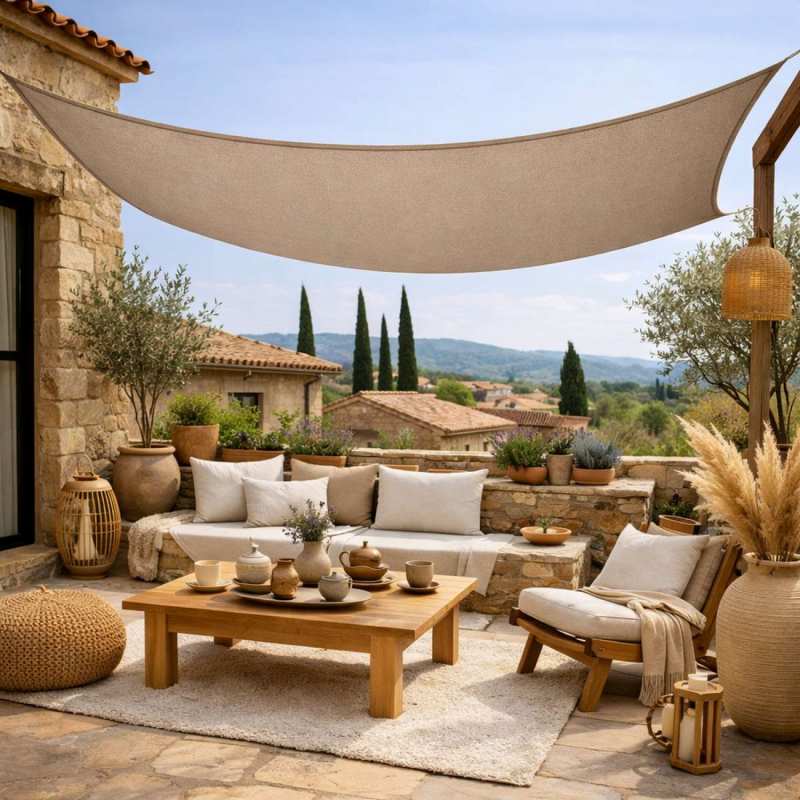 Voile d'ombrage rectangulaire - 4 x 5 m - Taupe