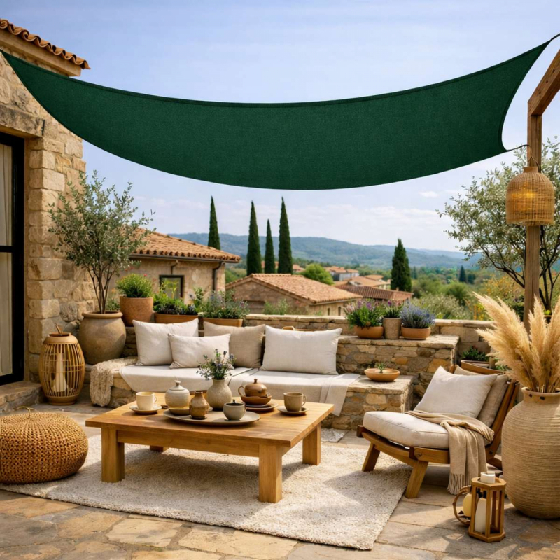 Voile d'ombrage rectangulaire - 3 x 5 m - Vert foncé