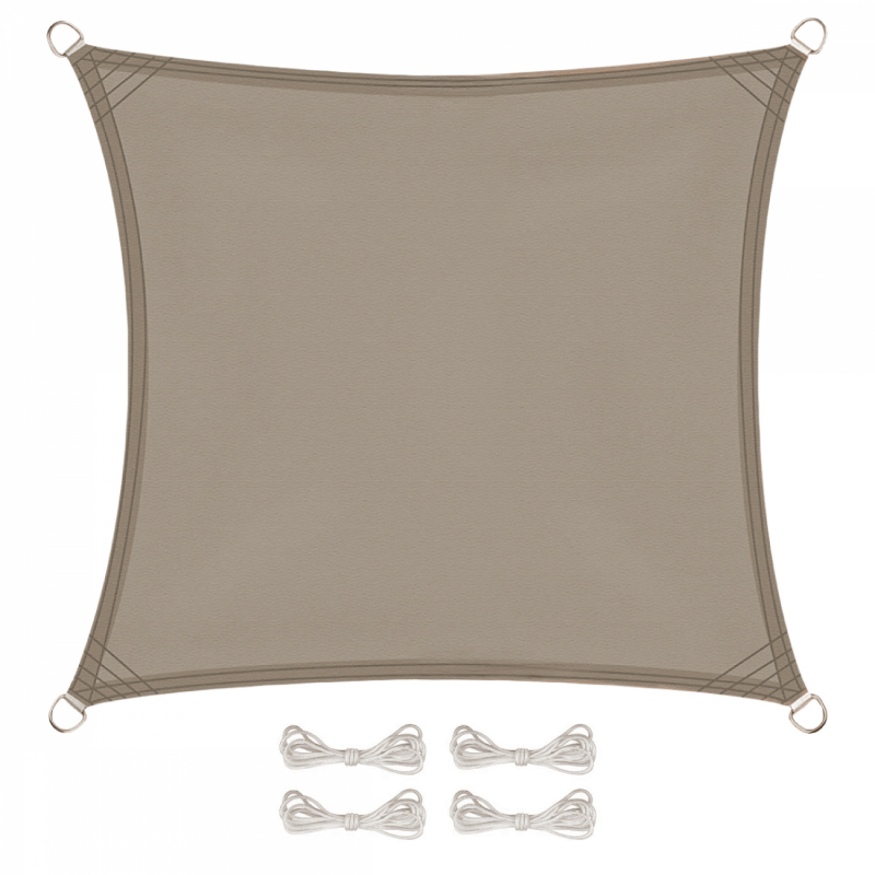 Voile d'ombrage carré - 4 x 4 m - Taupe