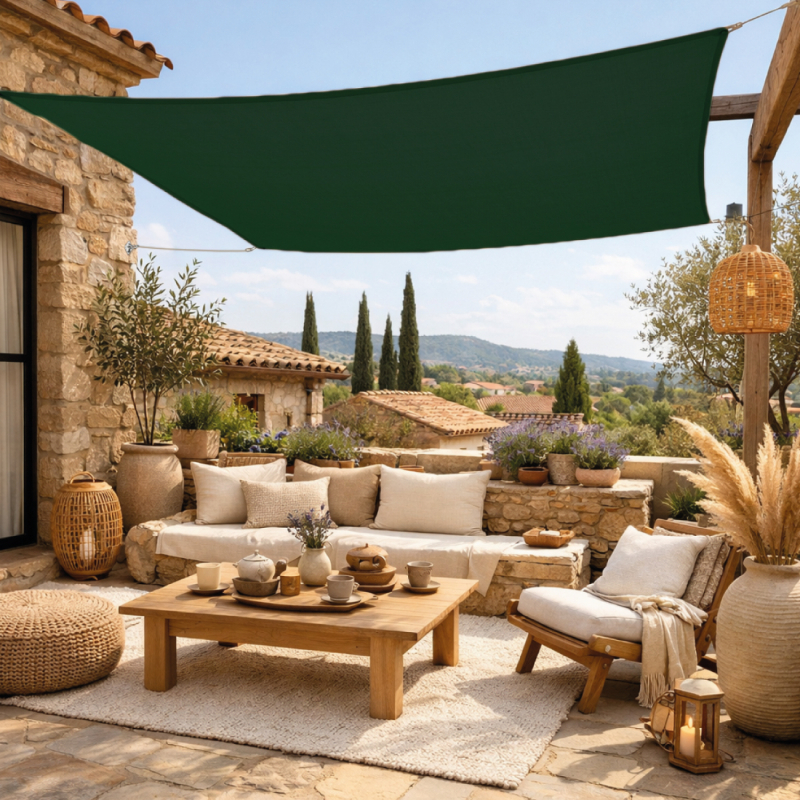 Voile d'ombrage carré - 3 x 3 m - Vert foncé