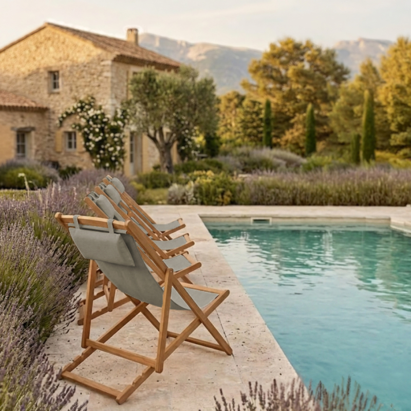 Chaise longue pliante - Gris clair