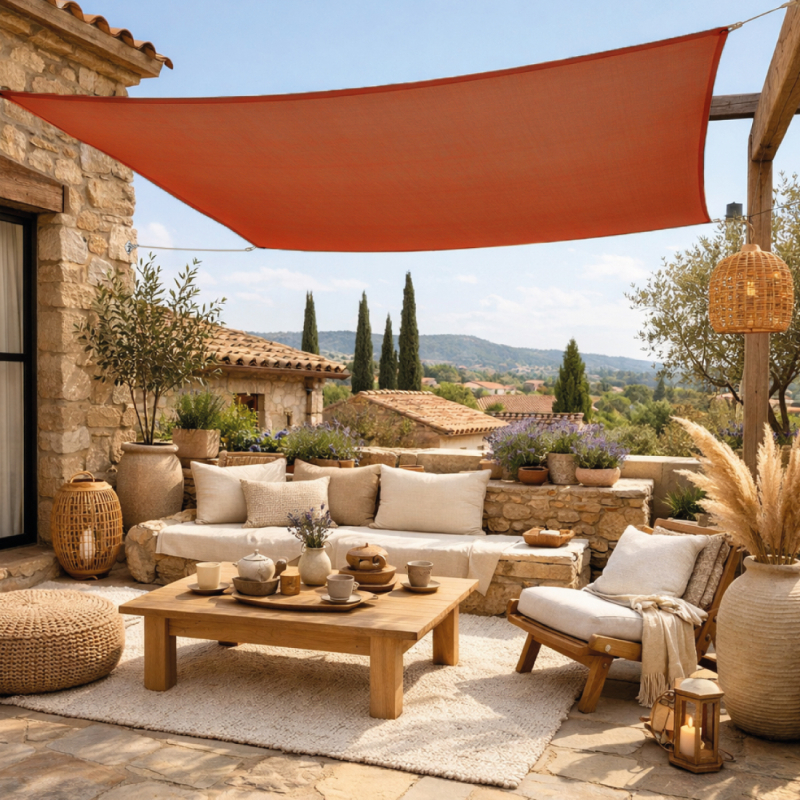 Voile d'ombrage carré - 3 x 3 m - Terracotta