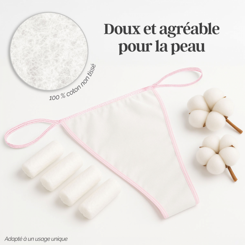 Lot de 100 strings femme jetables - Blanc