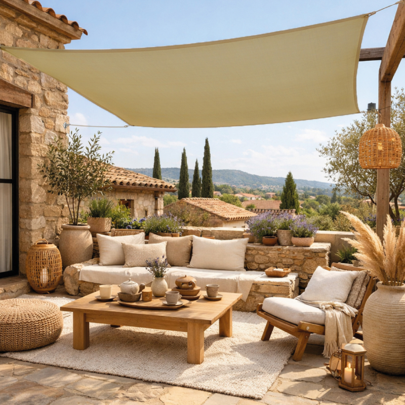 Voile d'ombrage carré - 2 x 2 m - Sable