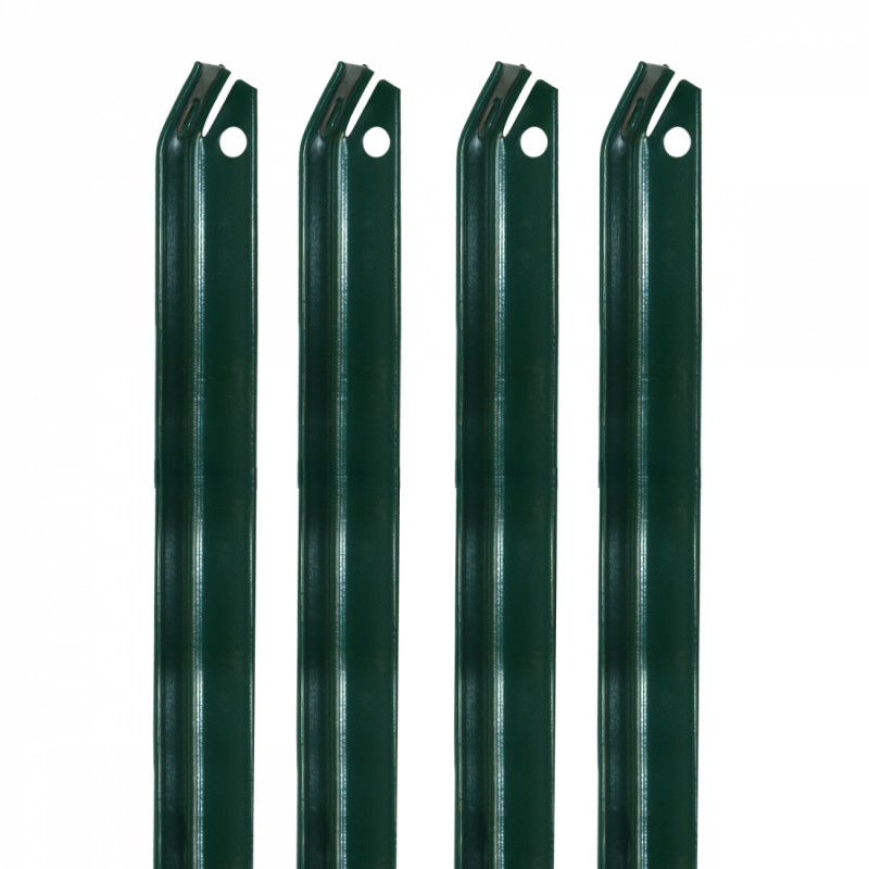 Lot de 4 piquets jambe de force pour grillage - 2 m - Vert